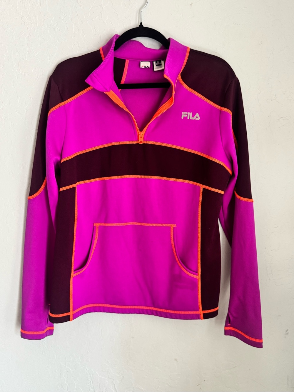 FILA Pink and Burgundy Half-Zip Colorblock Pullover